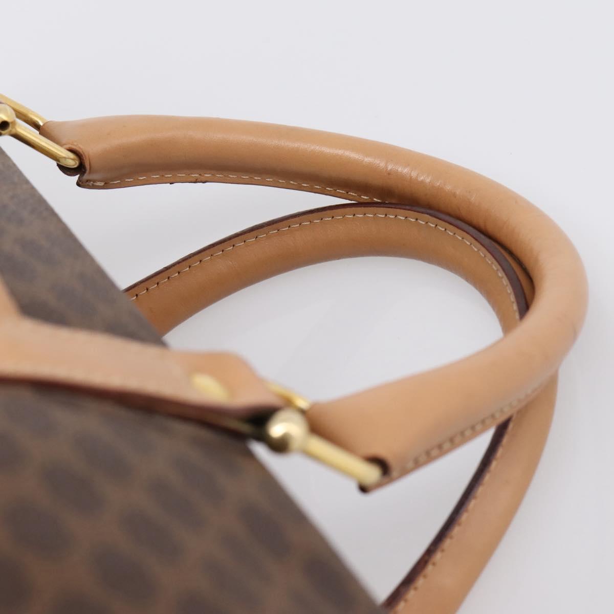 CELINE Macadam Canvas Boston Bag PVC Leather Brown Gold Auth 199411V