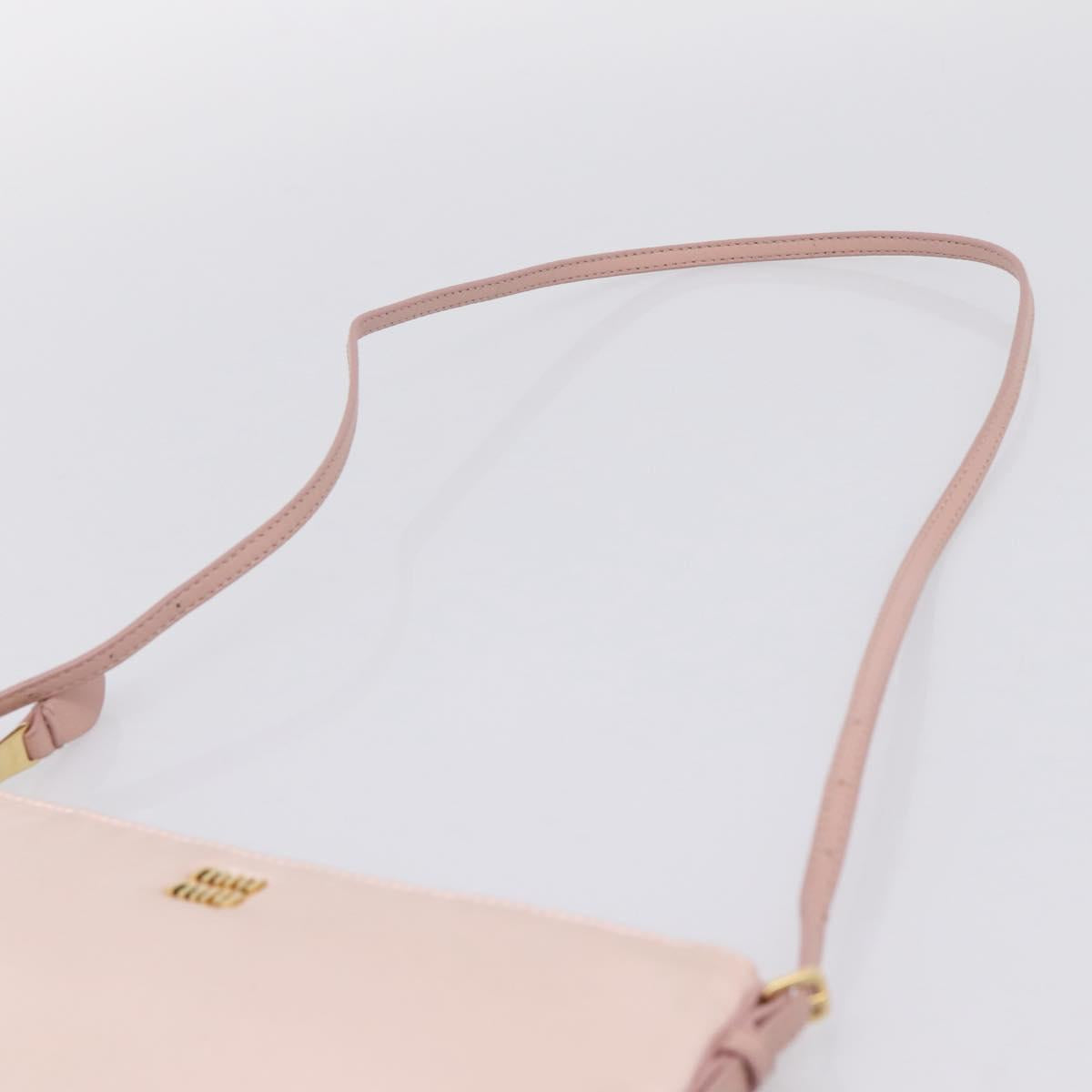 Miu Miu Shoulder Bag Satin Pink Gold Auth 199414A