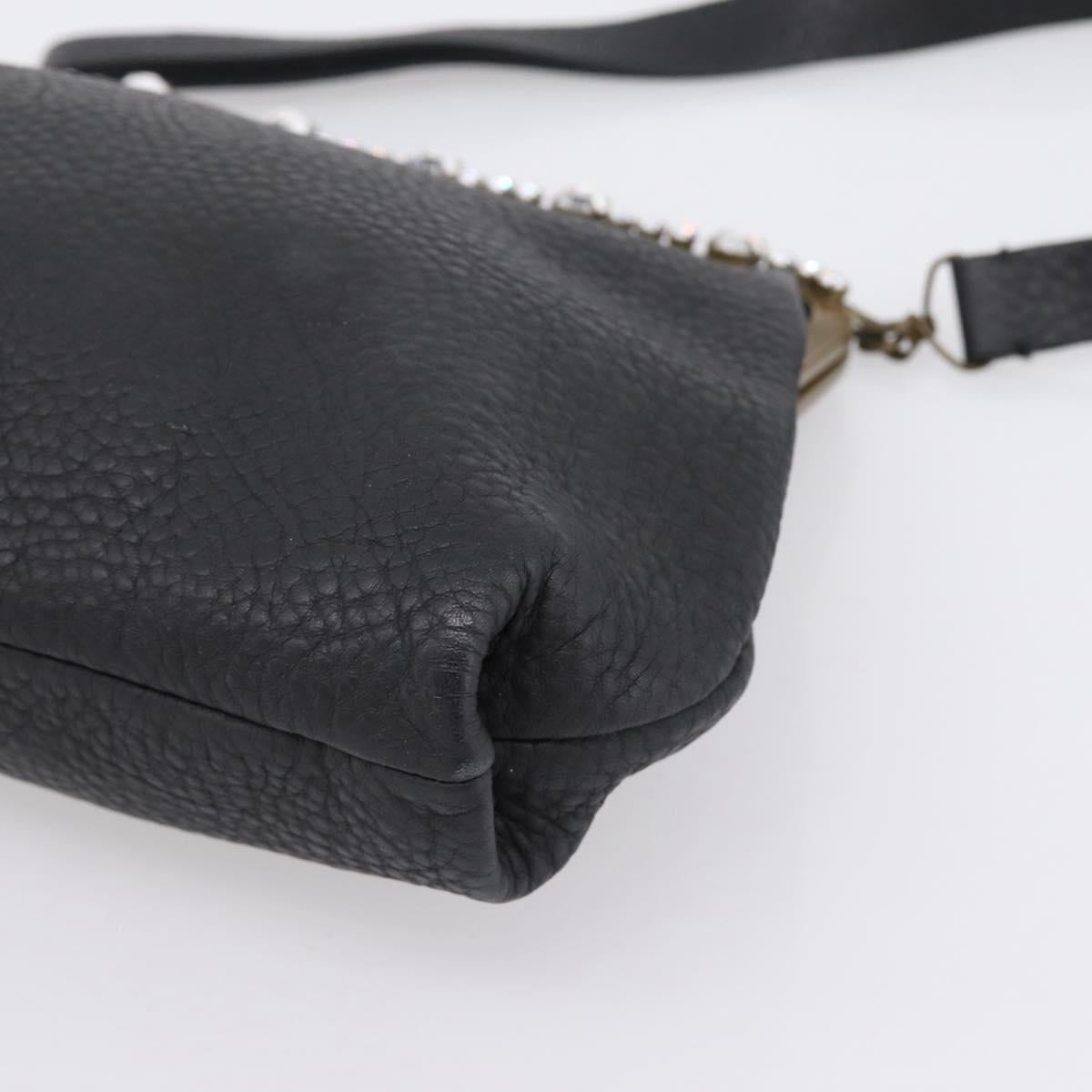 Miu Miu Shoulder Bag Leather Black Gold Auth 199415V