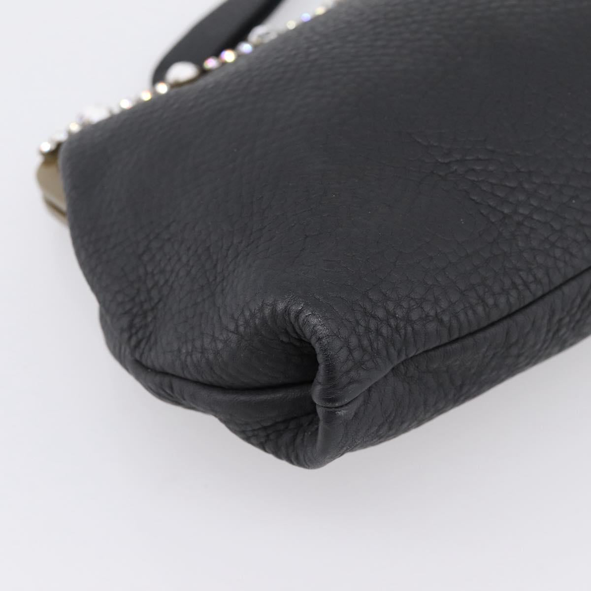 Miu Miu Shoulder Bag Leather Black Gold Auth 199415V