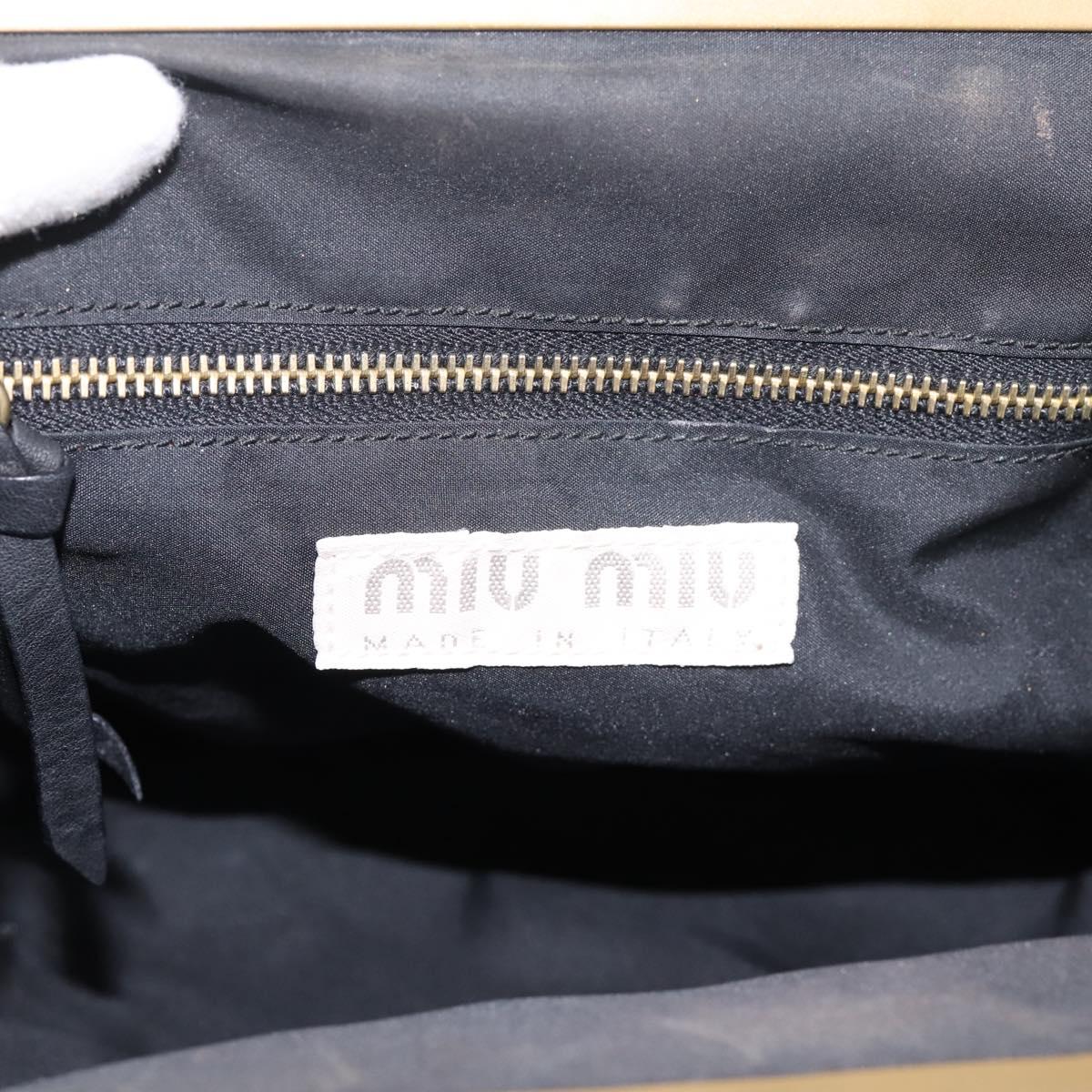 Miu Miu Shoulder Bag Leather Black Gold Auth 199415V