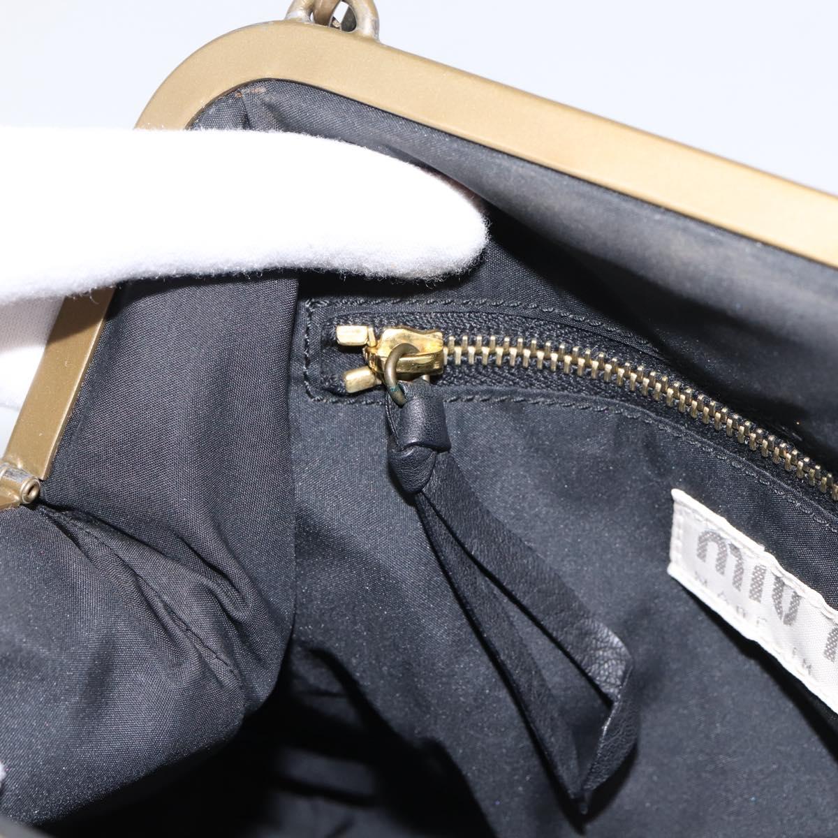 Miu Miu Shoulder Bag Leather Black Gold Auth 199415V