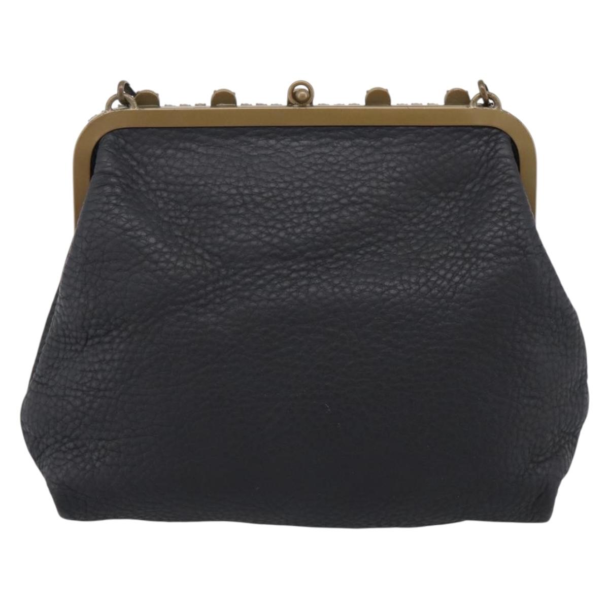 Miu Miu Shoulder Bag Leather Black Gold Auth 199415V