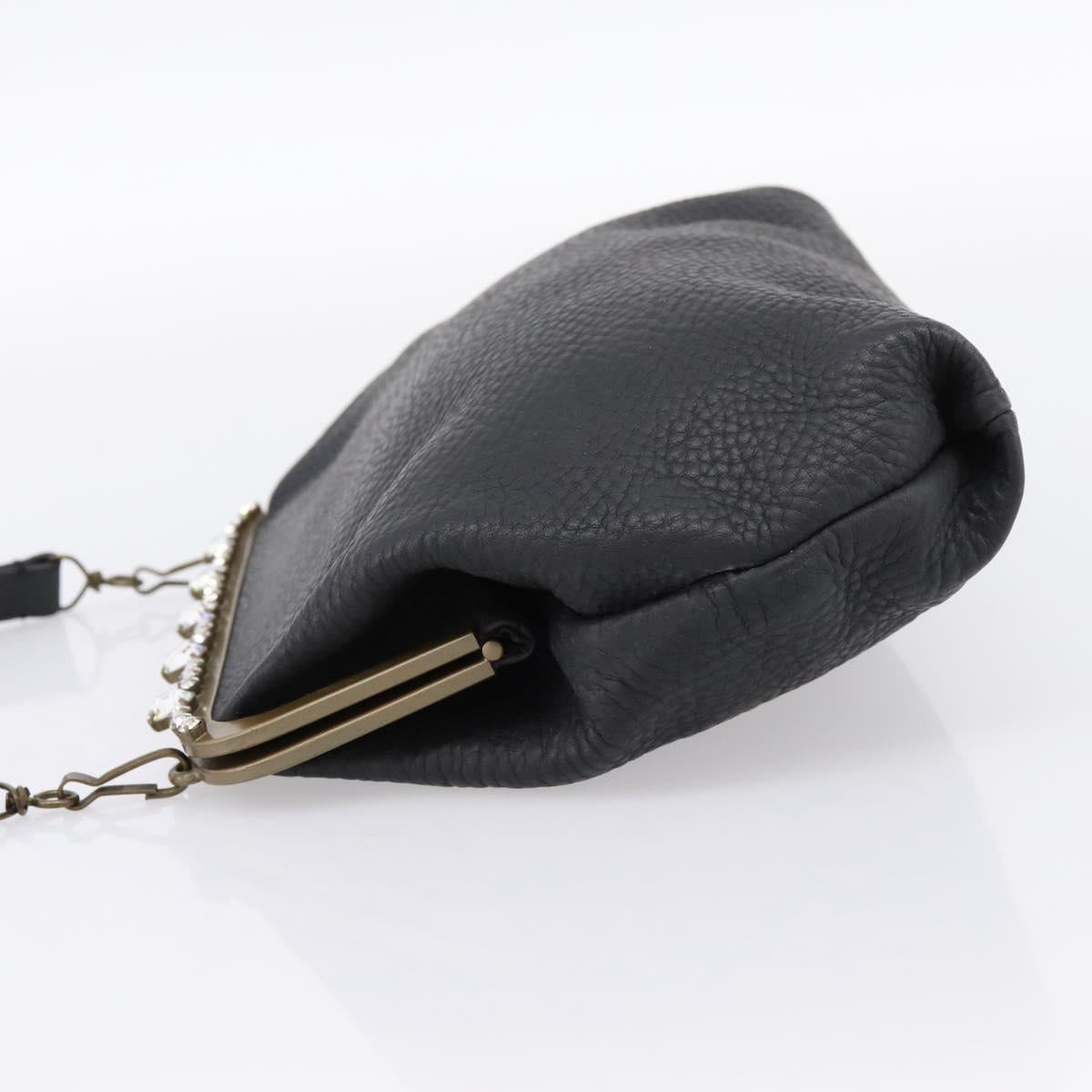 Miu Miu Shoulder Bag Leather Black Gold Auth 199415V
