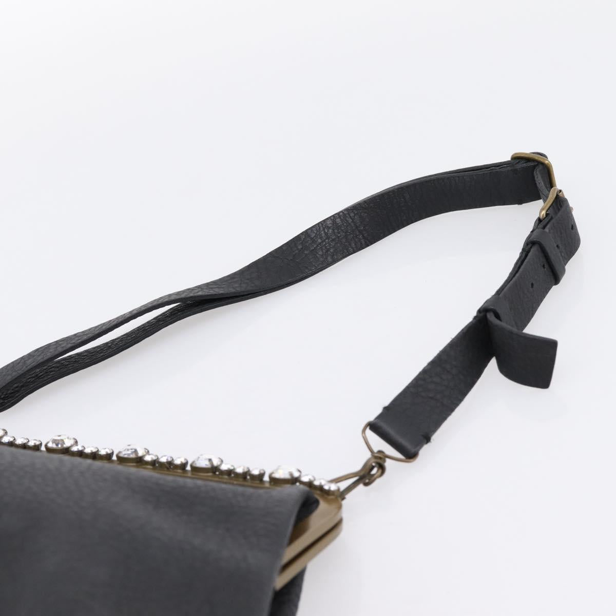 Miu Miu Shoulder Bag Leather Black Gold Auth 199415V