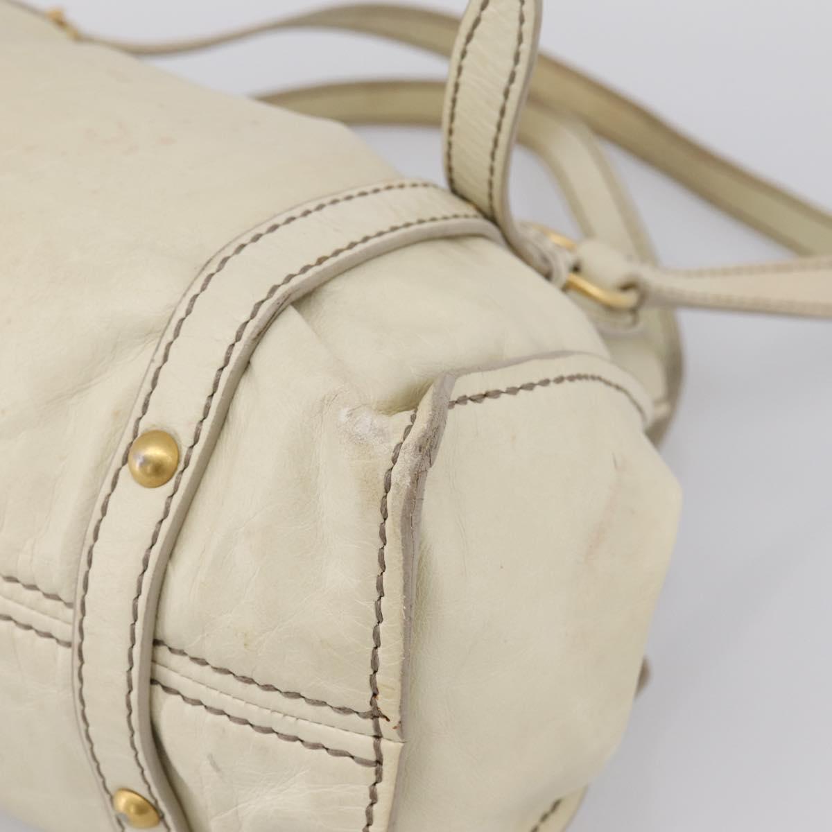 Miu Miu Shoulder Bag Leather Beige Gold Auth 199416A