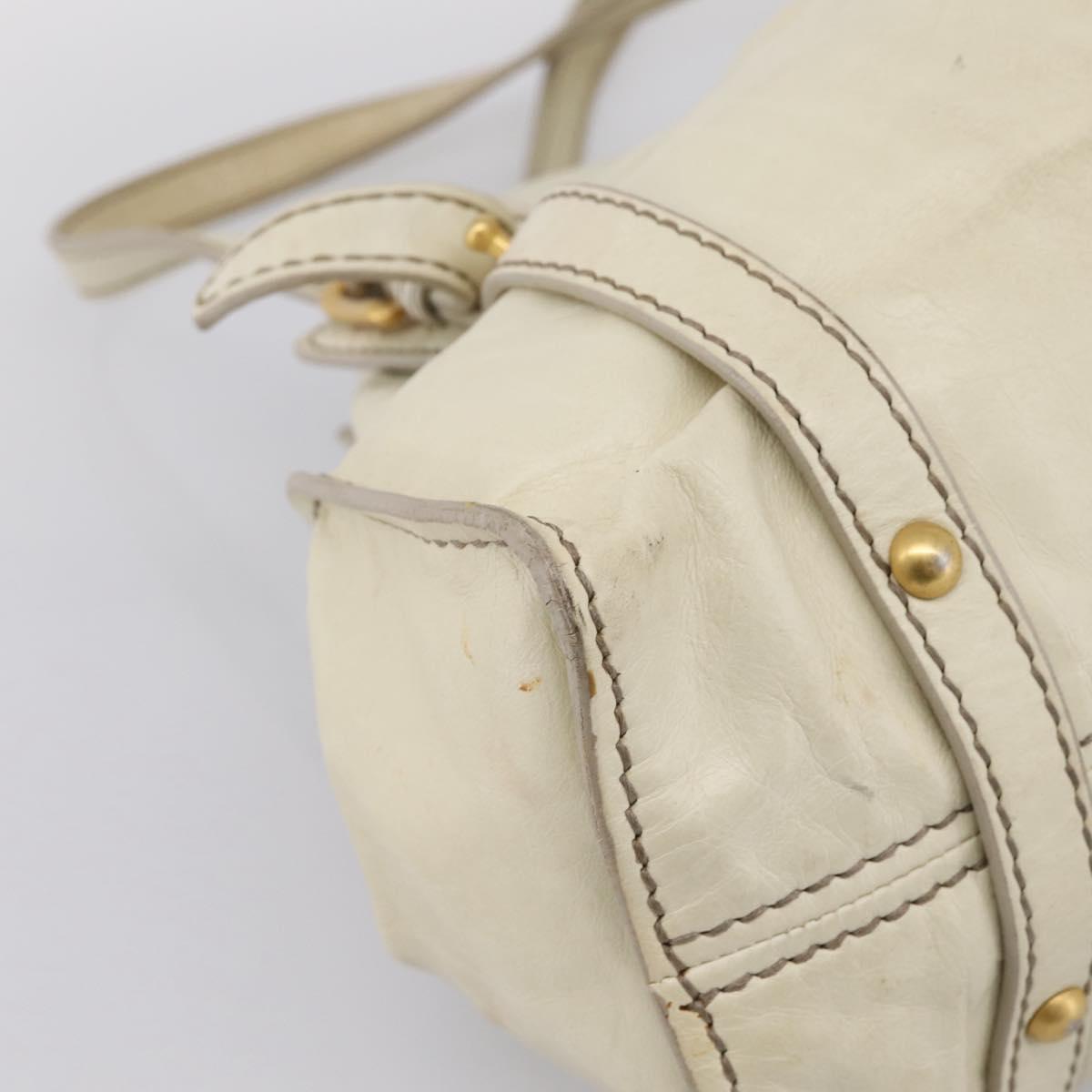 Miu Miu Shoulder Bag Leather Beige Gold Auth 199416A