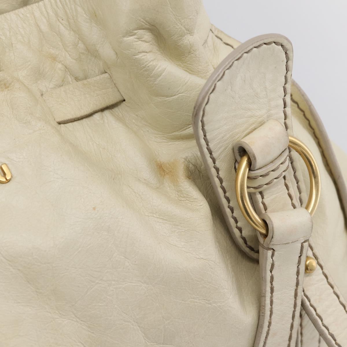 Miu Miu Shoulder Bag Leather Beige Gold Auth 199416A