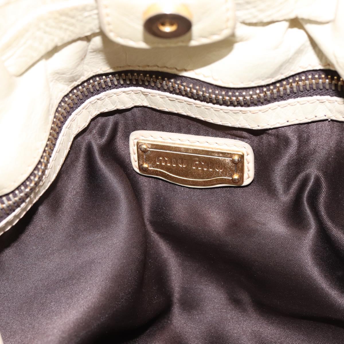 Miu Miu Shoulder Bag Leather Beige Gold Auth 199416A