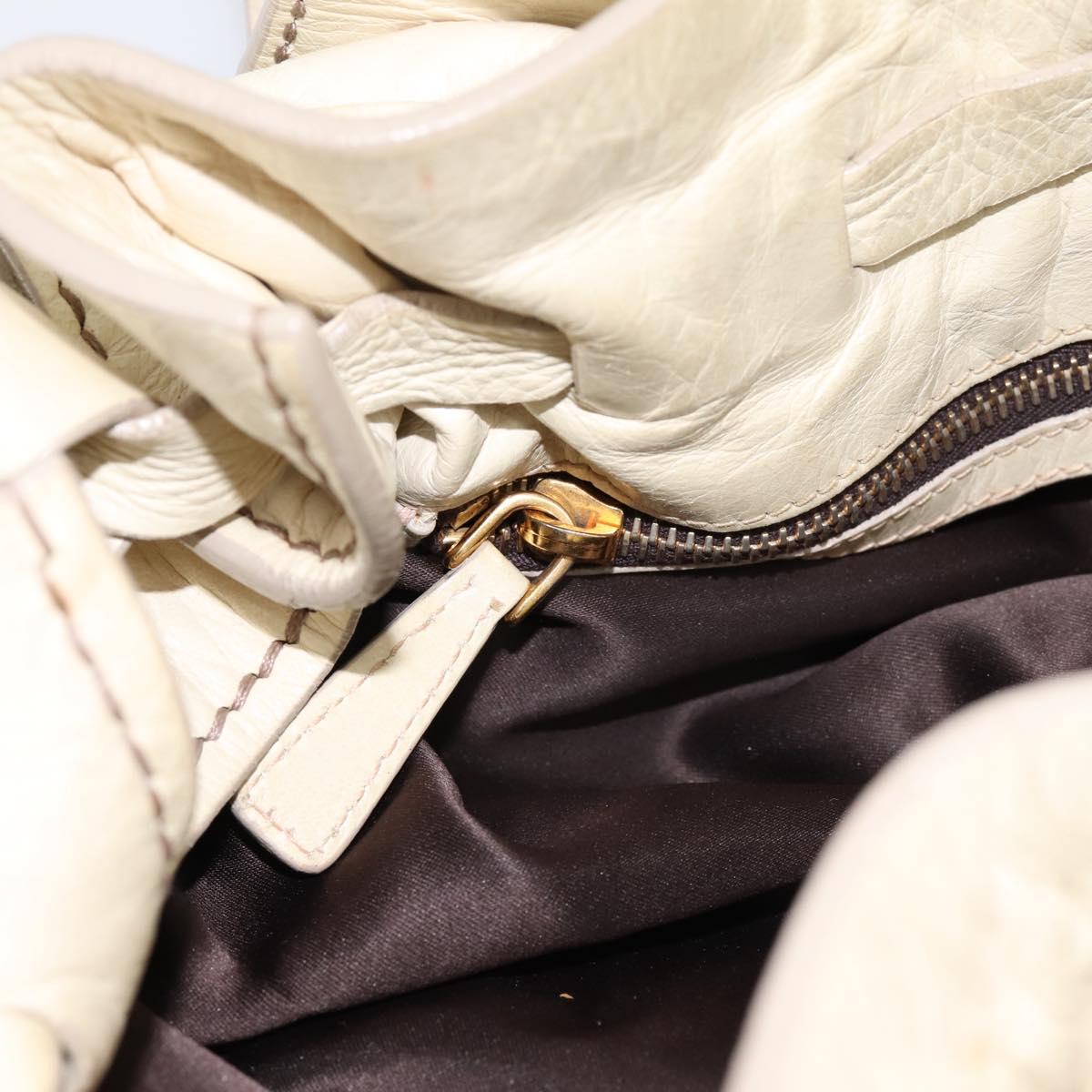 Miu Miu Shoulder Bag Leather Beige Gold Auth 199416A