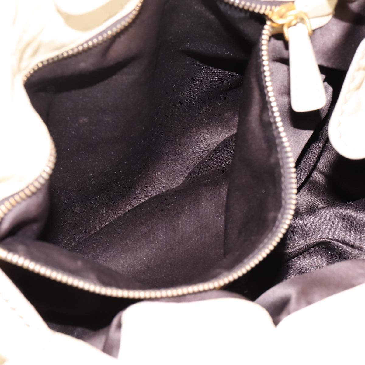 Miu Miu Shoulder Bag Leather Beige Gold Auth 199416A