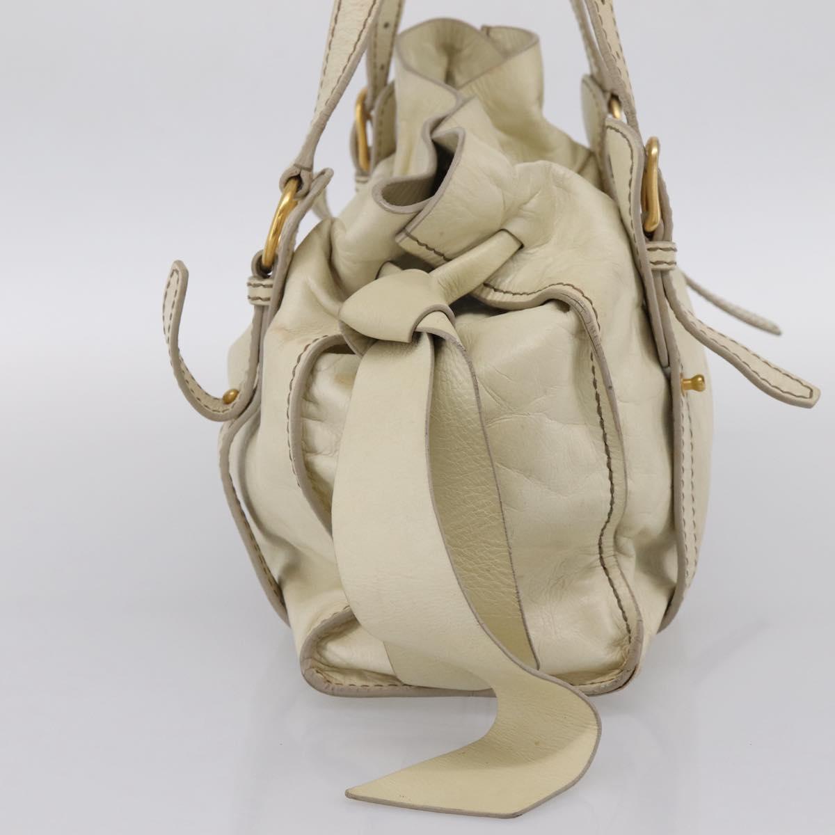 Miu Miu Shoulder Bag Leather Beige Gold Auth 199416A