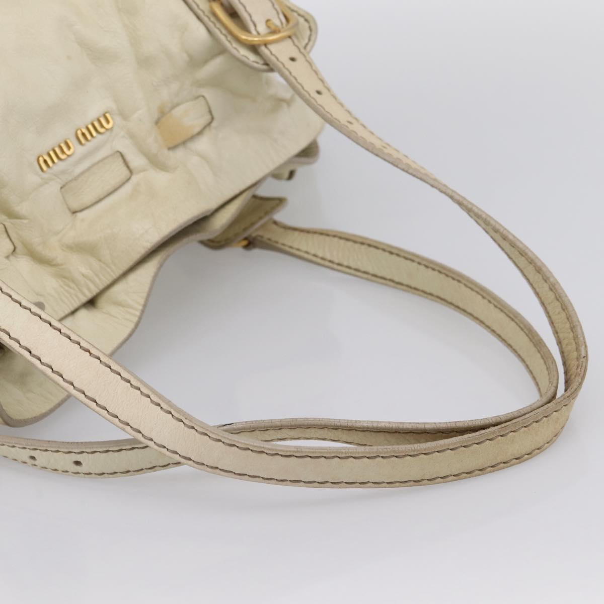 Miu Miu Shoulder Bag Leather Beige Gold Auth 199416A
