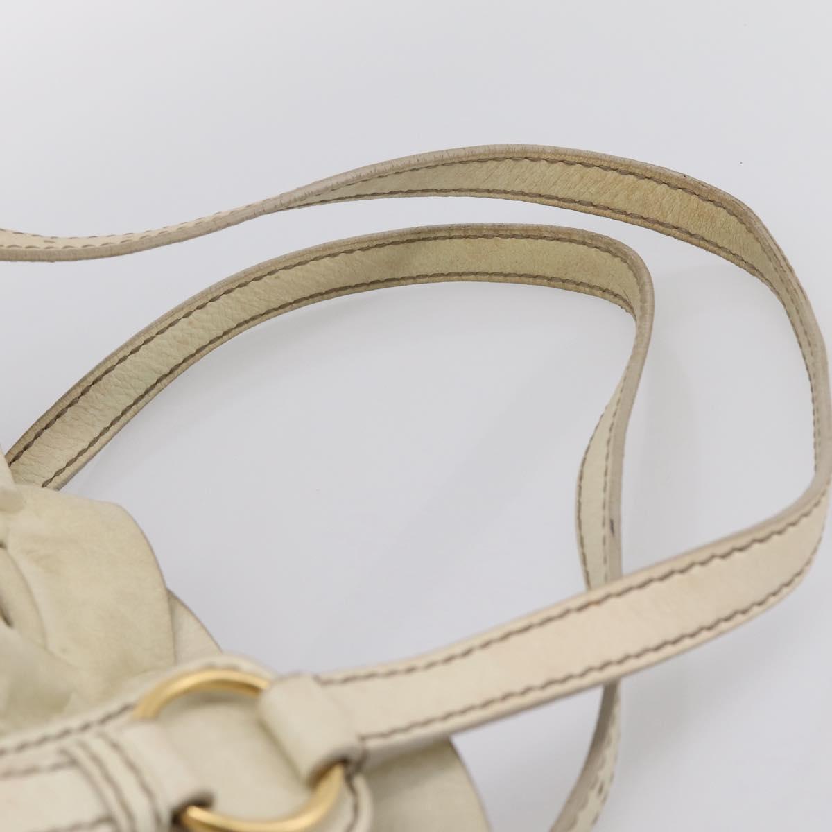 Miu Miu Shoulder Bag Leather Beige Gold Auth 199416A