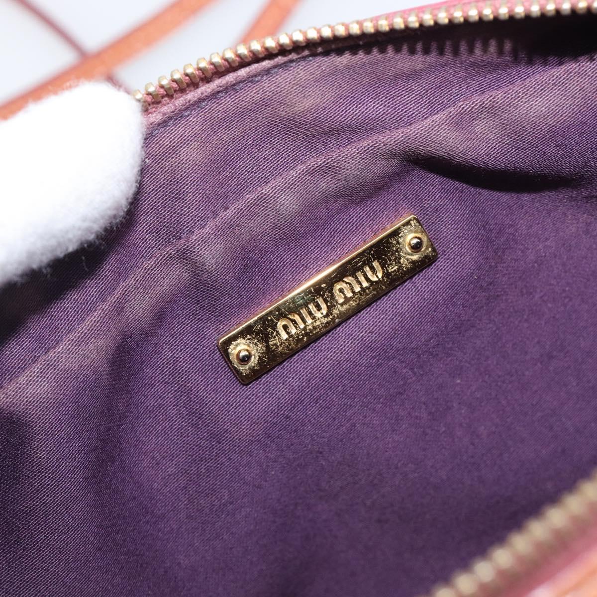 Miu Miu Shoulder Bag Leather Embossed Brown Gold Auth 199420A