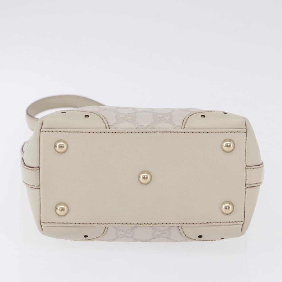 GUCCI GG Canvas Guccissima Tote Bag Leather White Gold 145994 Auth 199421V