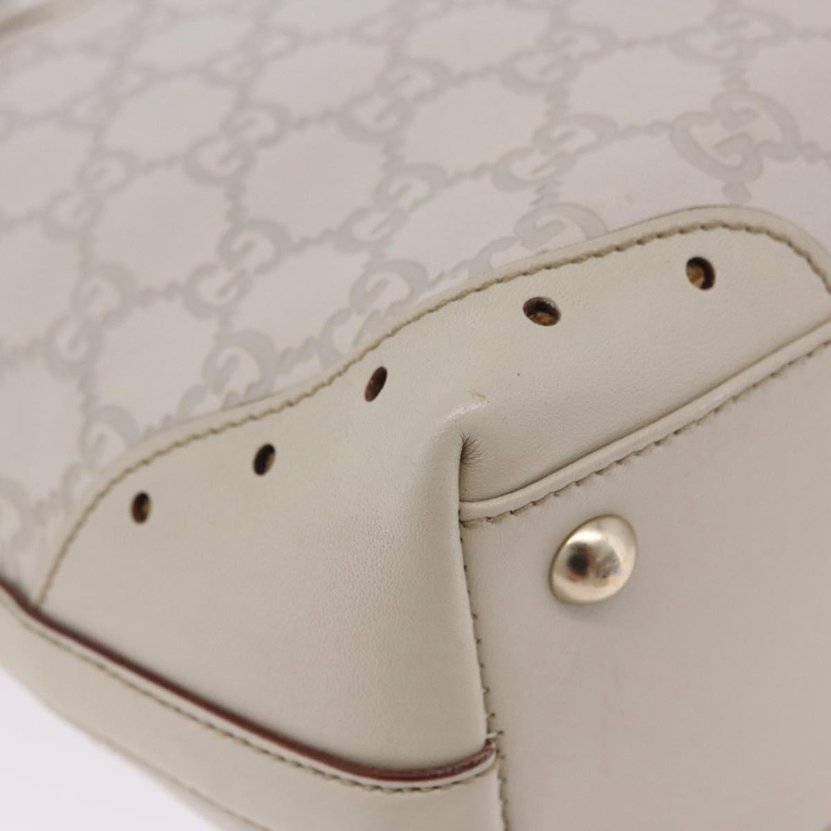 GUCCI GG Canvas Guccissima Tote Bag Leather White Gold 145994 Auth 199421V