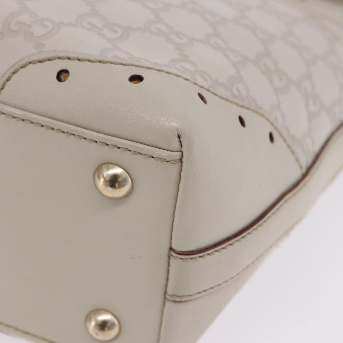 GUCCI GG Canvas Guccissima Tote Bag Leather White Gold 145994 Auth 199421V