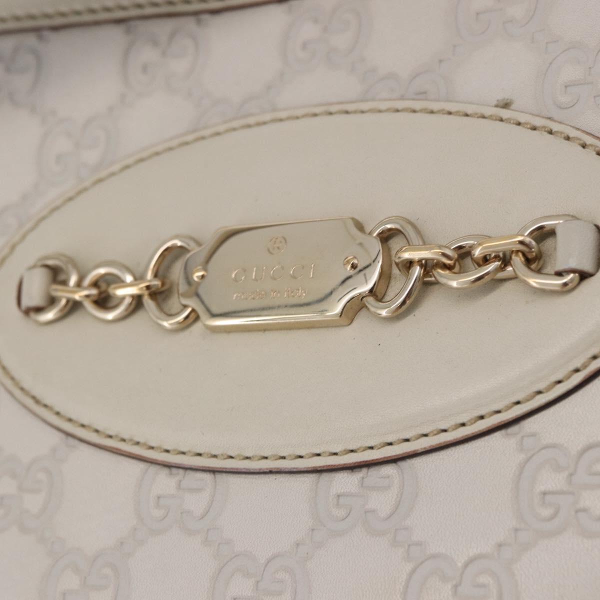 GUCCI GG Canvas Guccissima Tote Bag Leather White Gold 145994 Auth 199421V