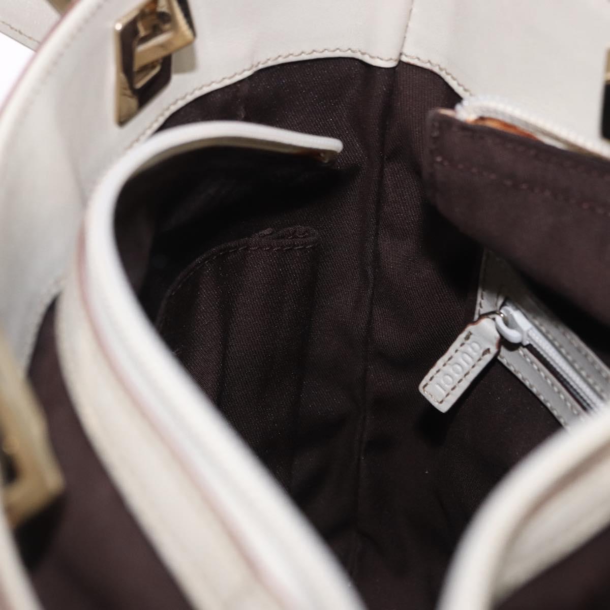 GUCCI GG Canvas Guccissima Tote Bag Leather White Gold 145994 Auth 199421V