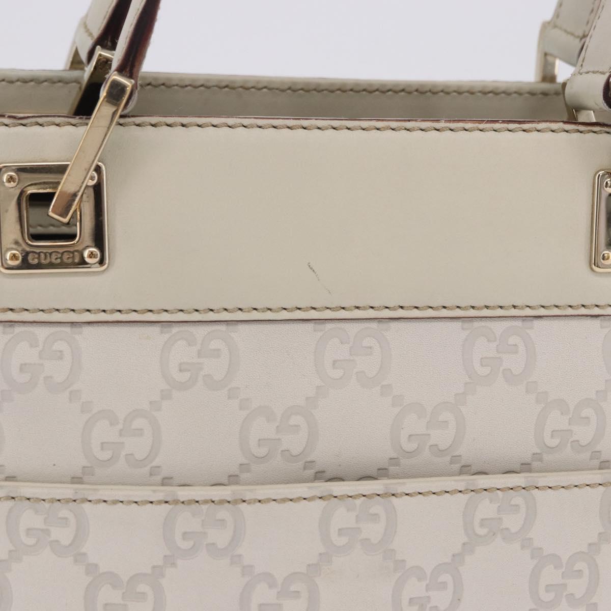 GUCCI GG Canvas Guccissima Tote Bag Leather White Gold 145994 Auth 199421V