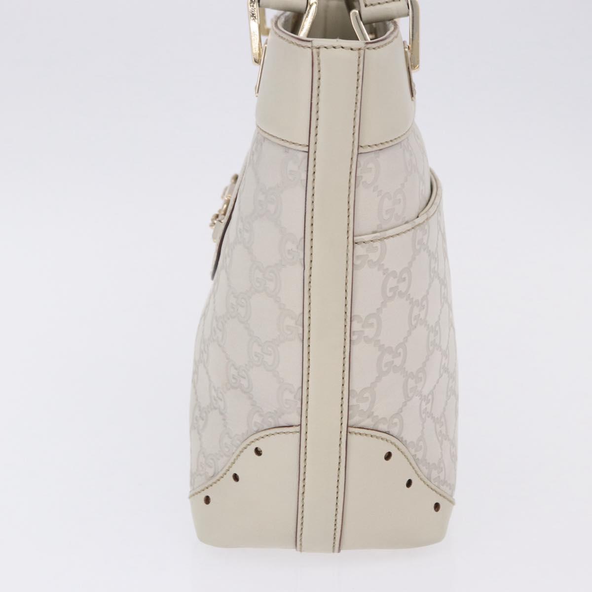 GUCCI GG Canvas Guccissima Tote Bag Leather White Gold 145994 Auth 199421V
