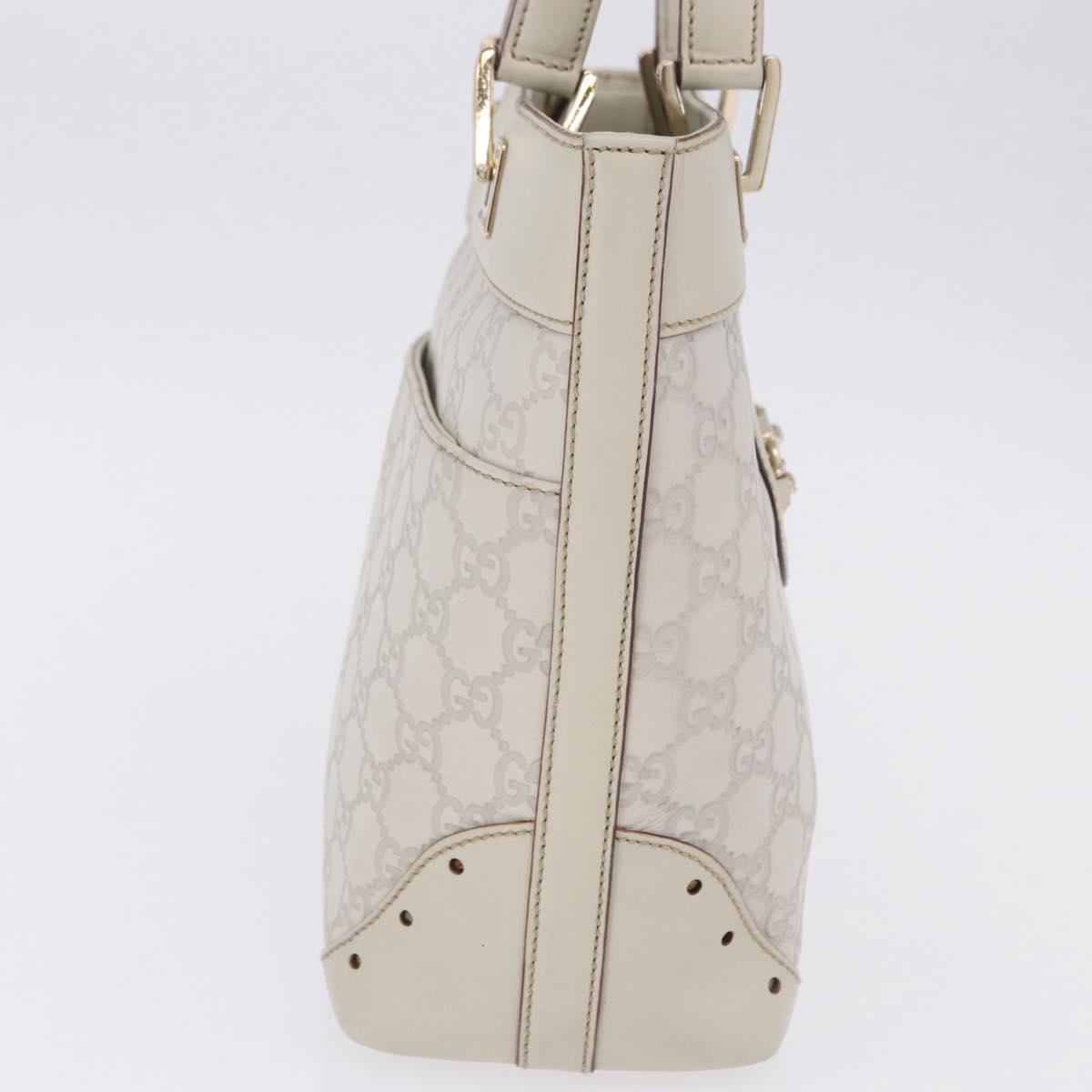 GUCCI GG Canvas Guccissima Tote Bag Leather White Gold 145994 Auth 199421V