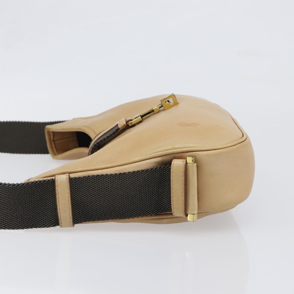 GUCCI Shoulder Bag Leather Beige Gold 92736 Auth 199423