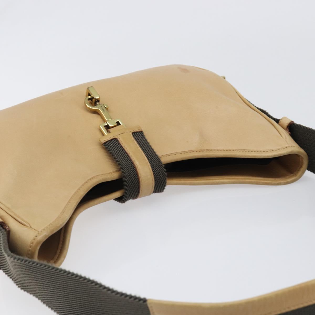 GUCCI Shoulder Bag Leather Beige Gold 92736 Auth 199423
