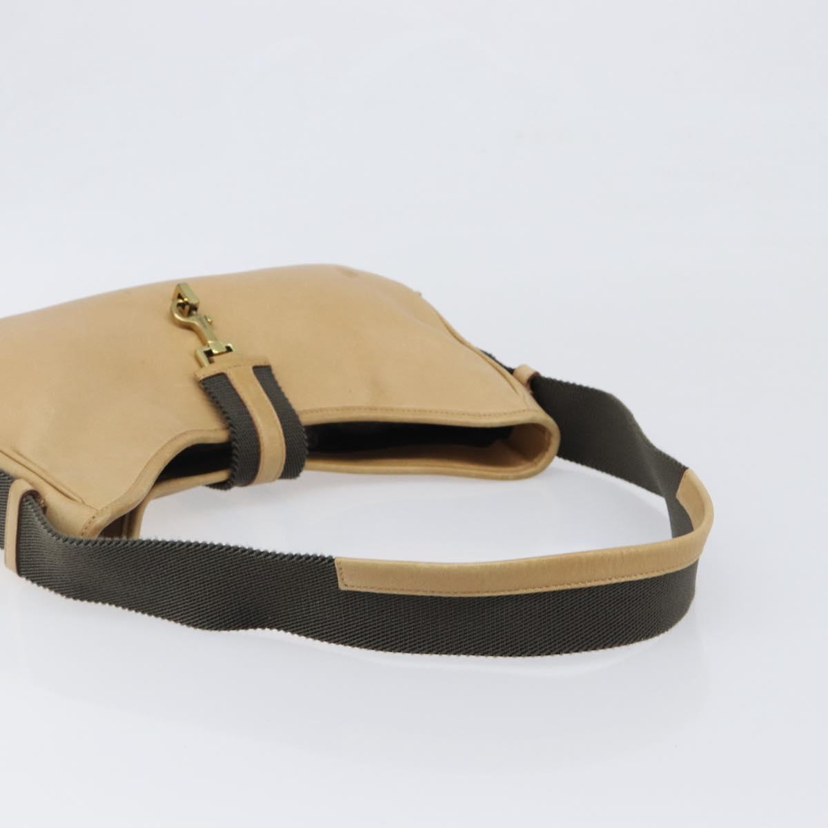 GUCCI Shoulder Bag Leather Beige Gold 92736 Auth 199423