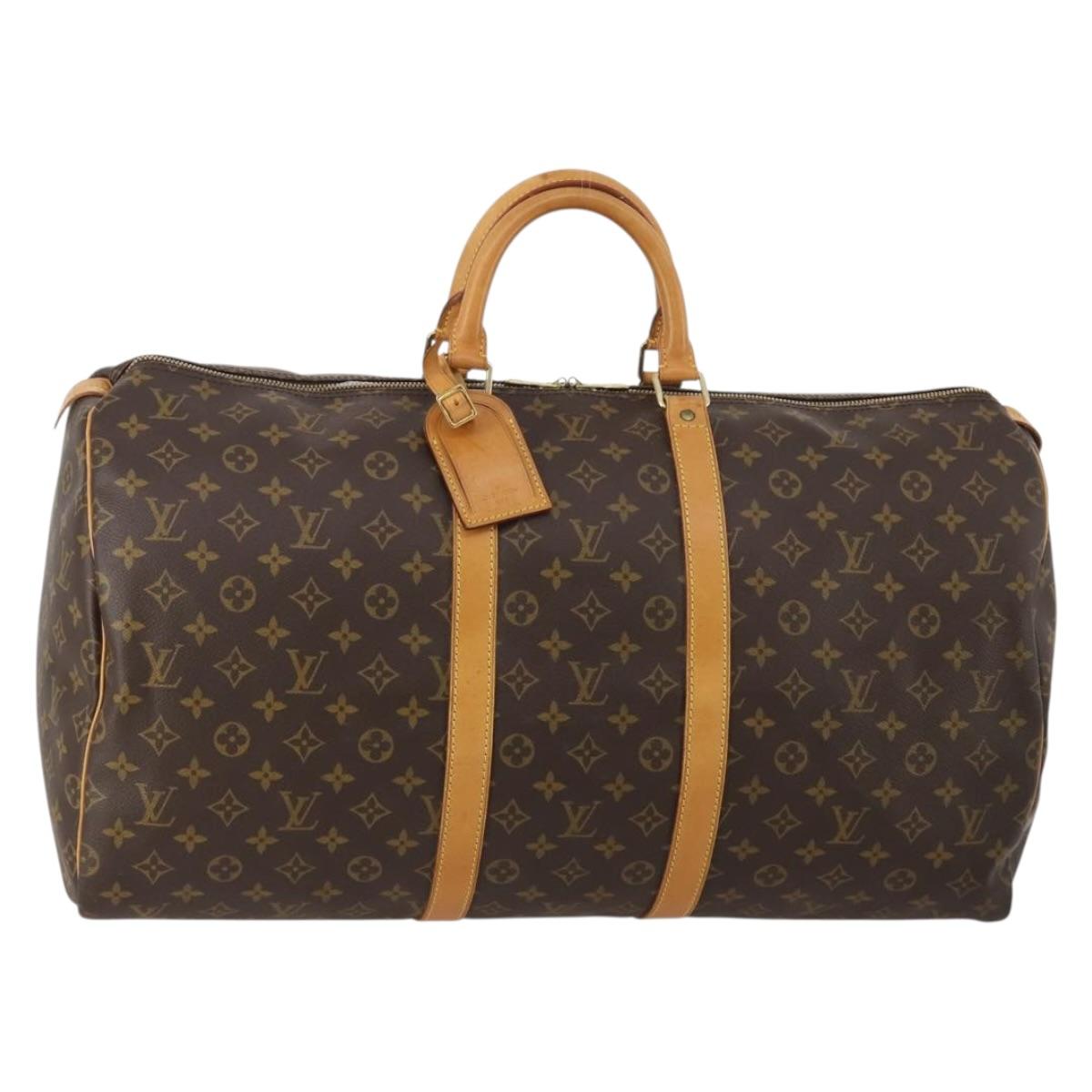 LOUIS VUITTON Monogram Keepall 55 Boston Bag M41424 LV Auth 199425V