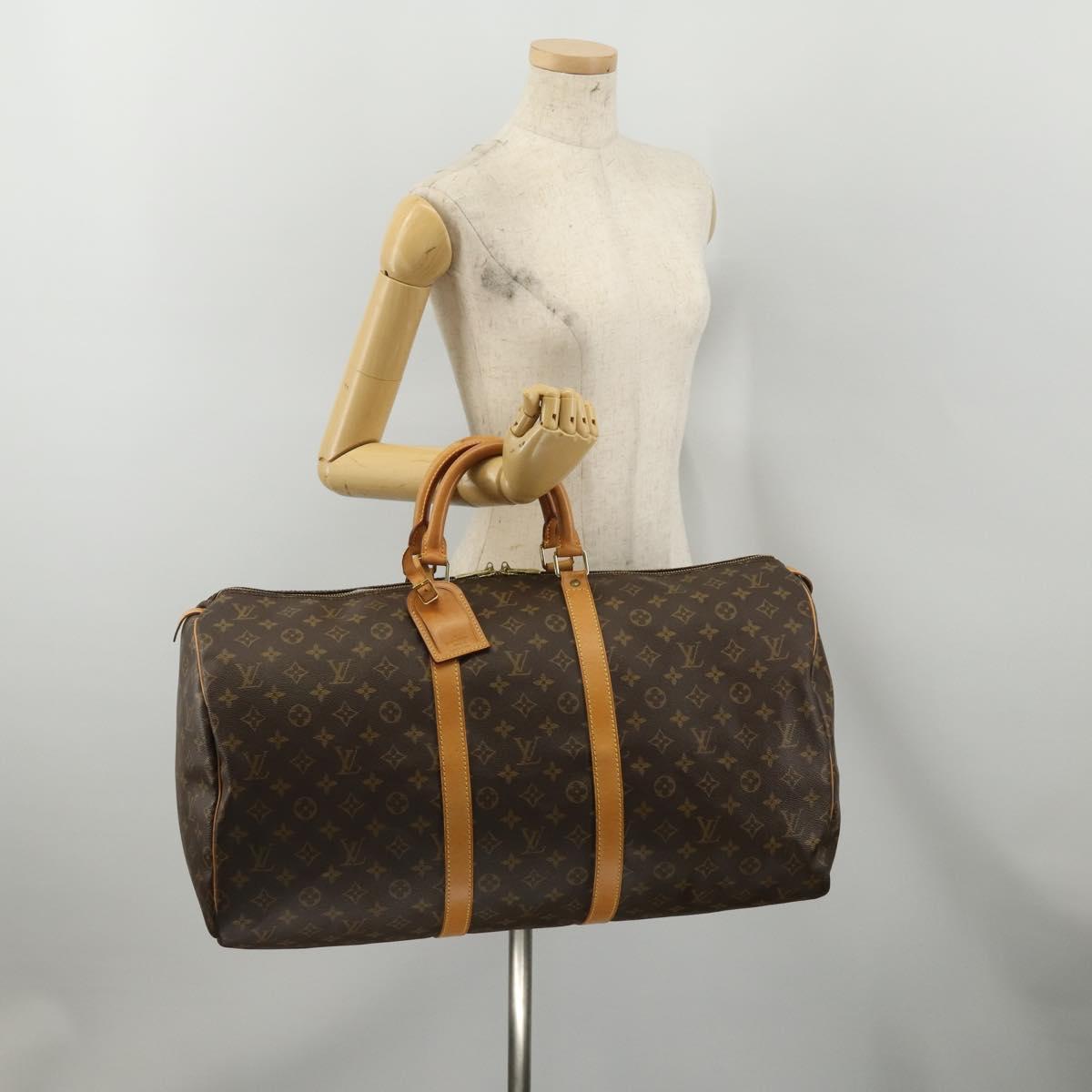 LOUIS VUITTON Monogram Keepall 55 Boston Bag M41424 LV Auth 199425V