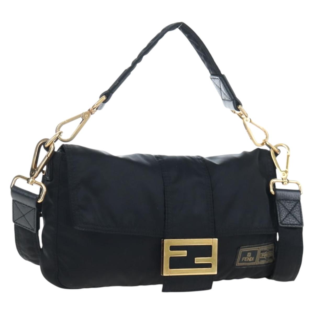 FENDI Porter Collaboration Mamma Baguette Bag Nylon 2way Black Auth 199426SAM