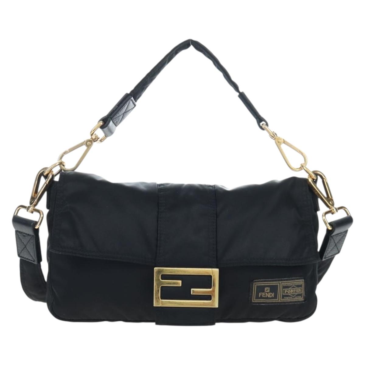 FENDI Porter Collaboration Mamma Baguette Bag Nylon 2way Black Auth 199426SAM
