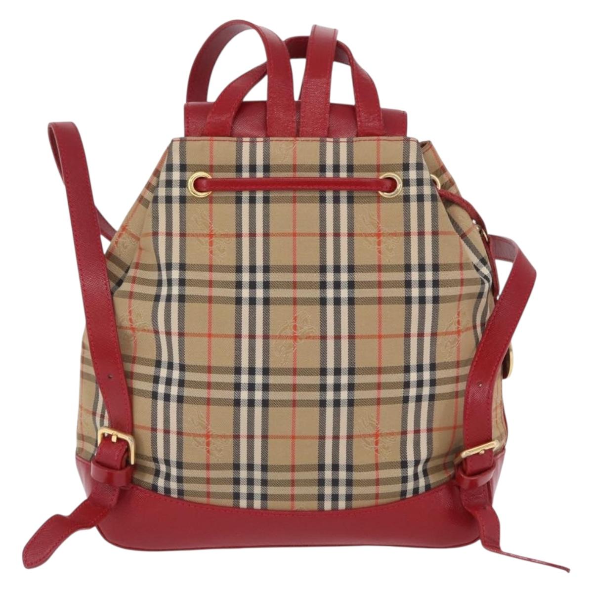 Burberrys Nova Check Backpack Canvas Beige Gold Auth 199427V