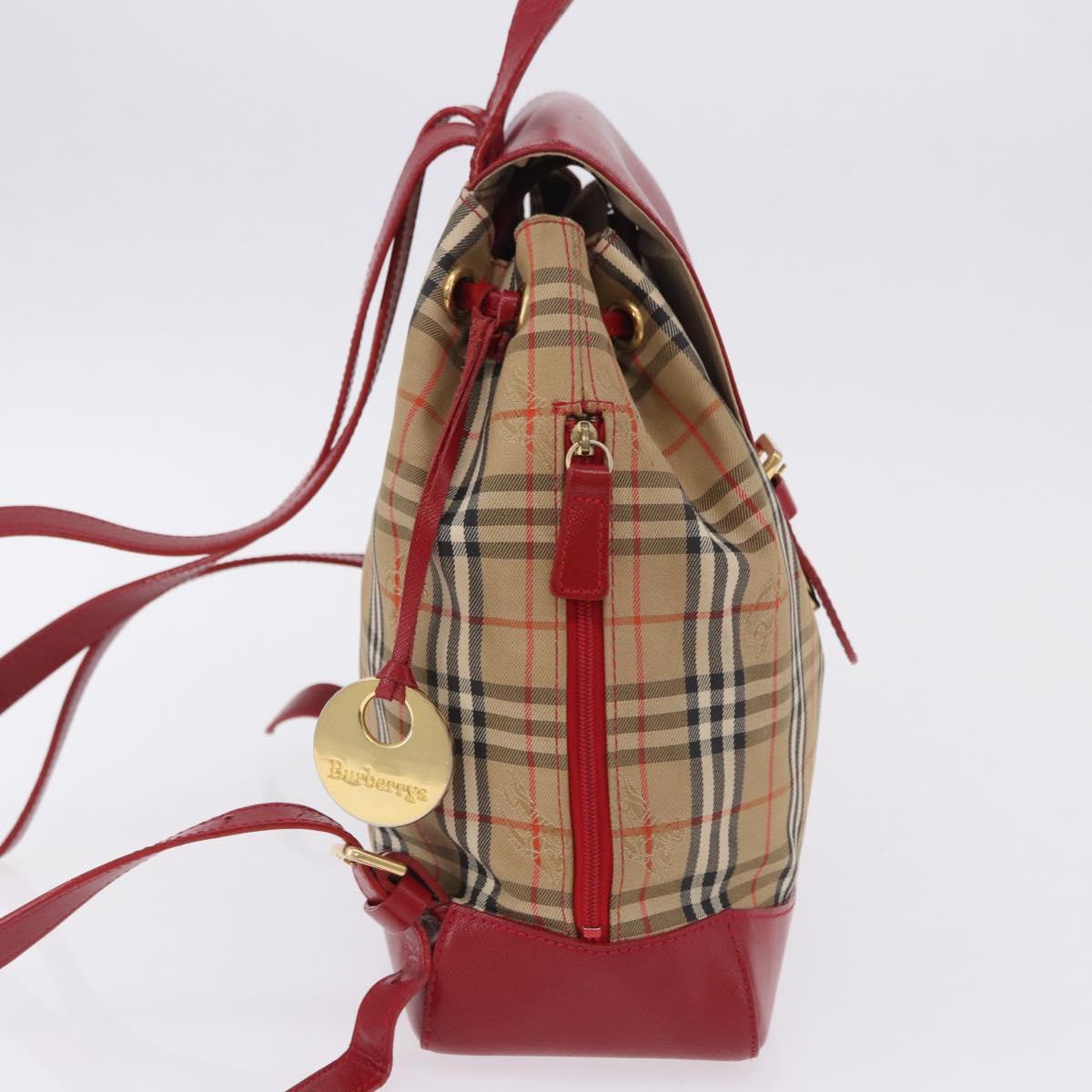 Burberrys Nova Check Backpack Canvas Beige Gold Auth 199427V