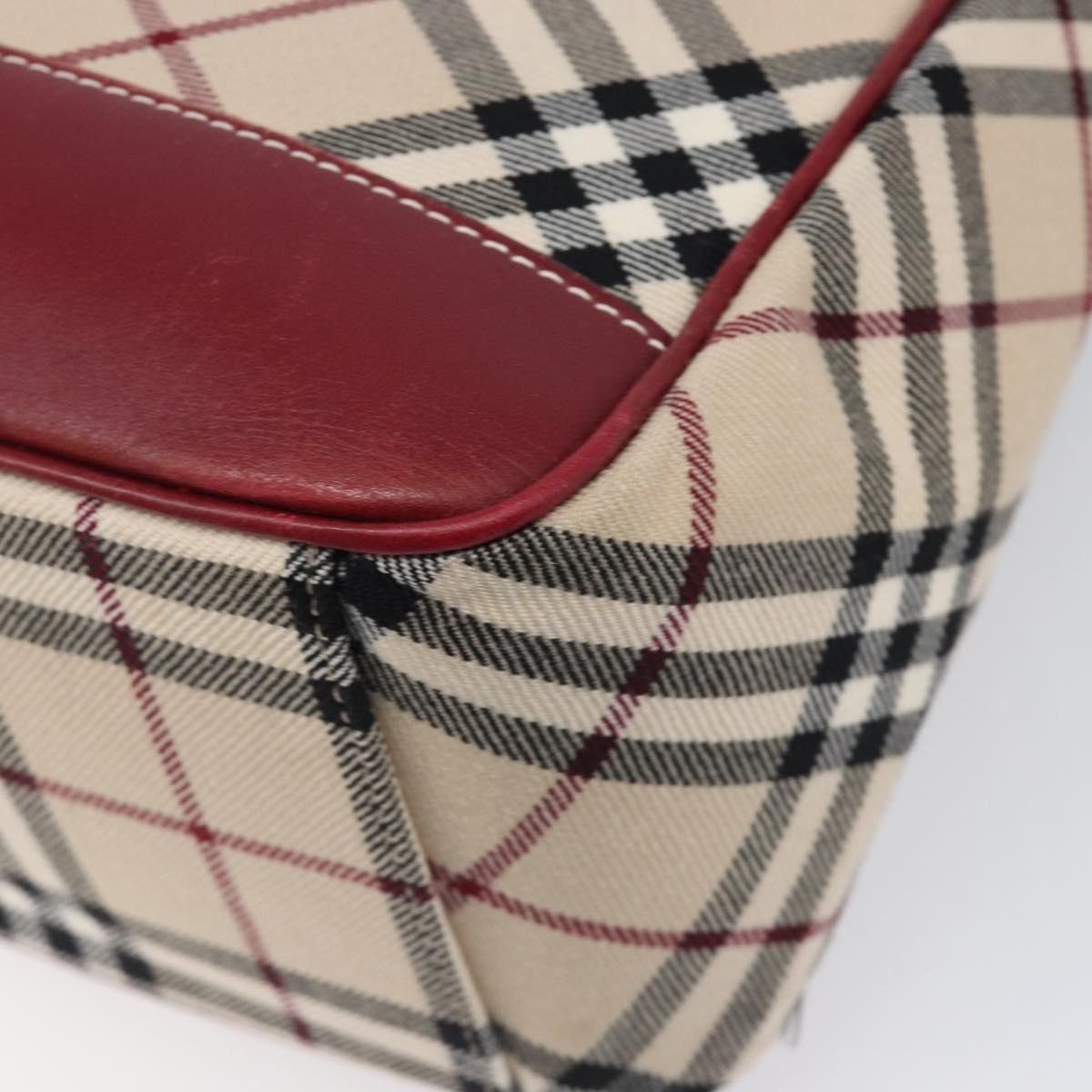 BURBERRY Nova Check Blue Label Shoulder Bag Canvas Beige Silver Auth 199428
