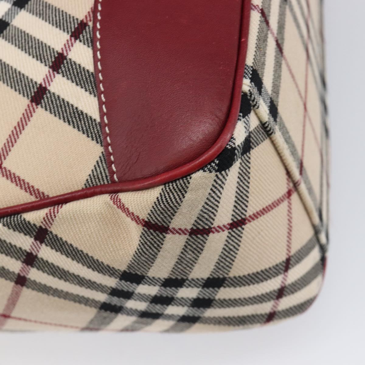 BURBERRY Nova Check Blue Label Shoulder Bag Canvas Beige Silver Auth 199428