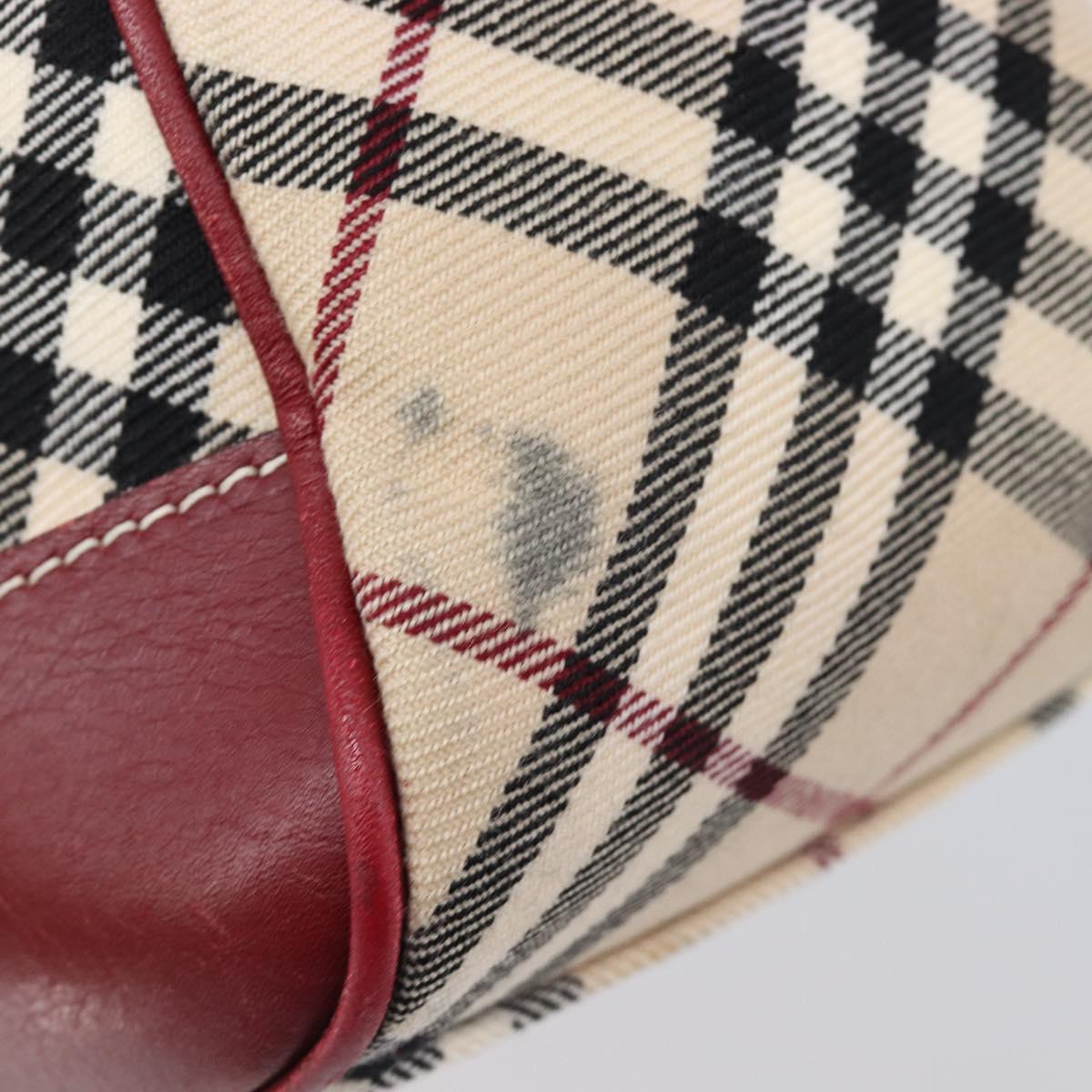BURBERRY Nova Check Blue Label Shoulder Bag Canvas Beige Silver Auth 199428