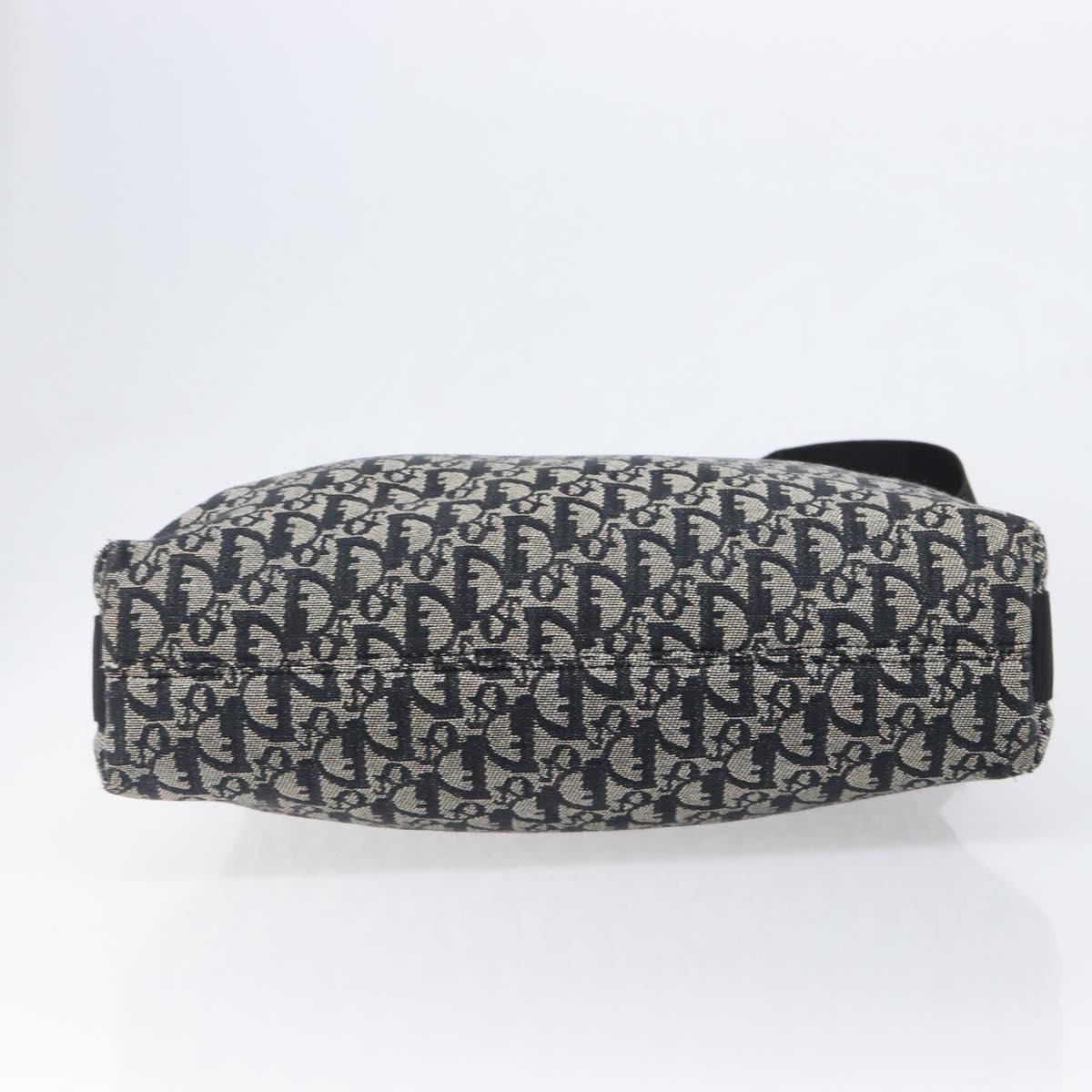 Christian Dior Trotter Canvas Shoulder Bag Black Silver Auth 199429