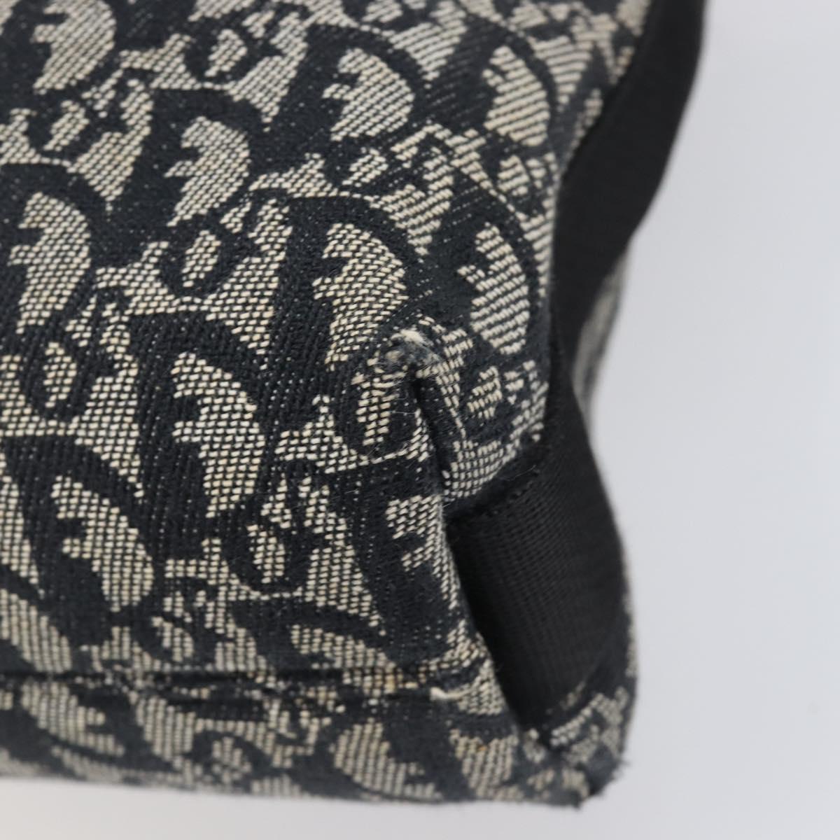 Christian Dior Trotter Canvas Shoulder Bag Black Silver Auth 199429