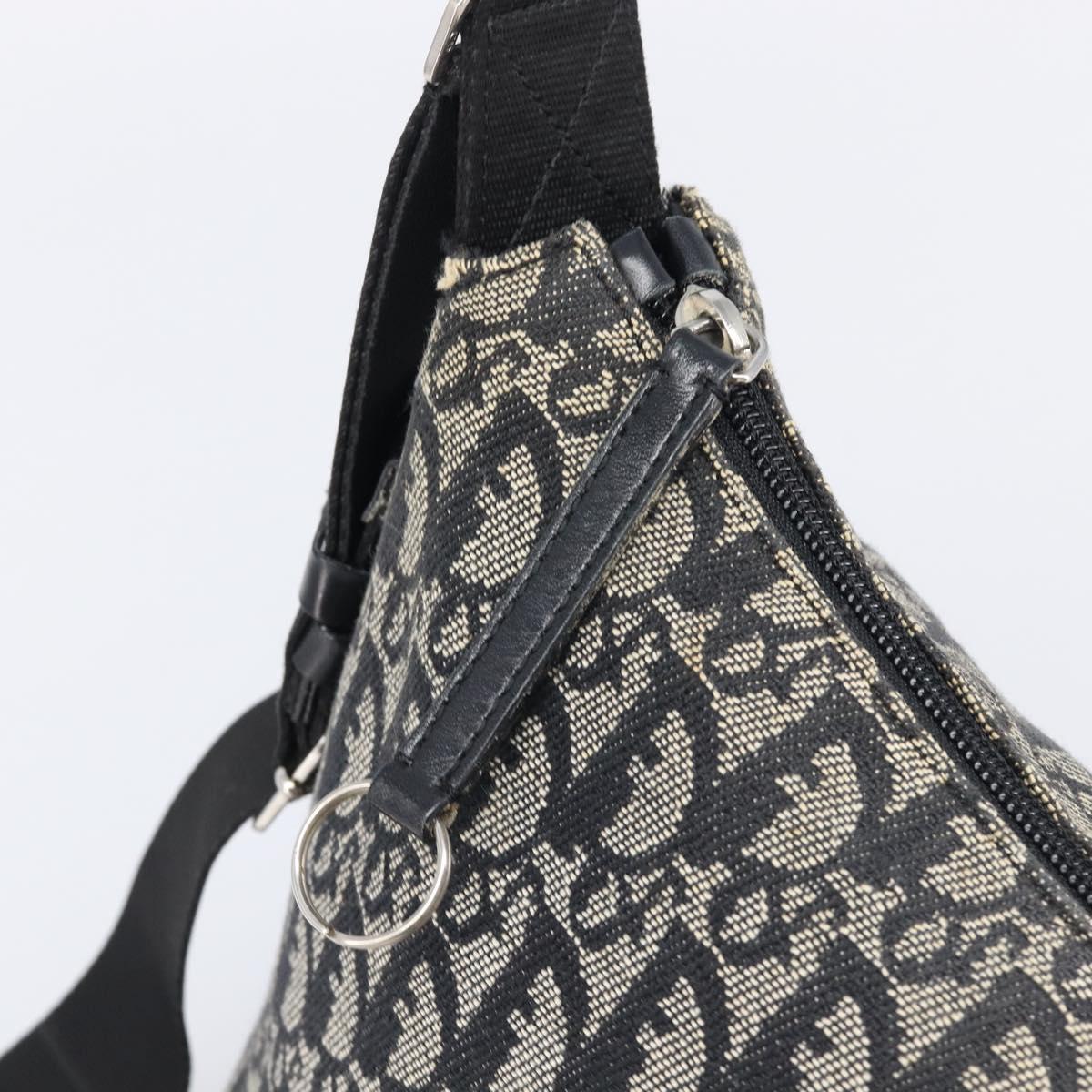 Christian Dior Trotter Canvas Shoulder Bag Black Silver Auth 199429