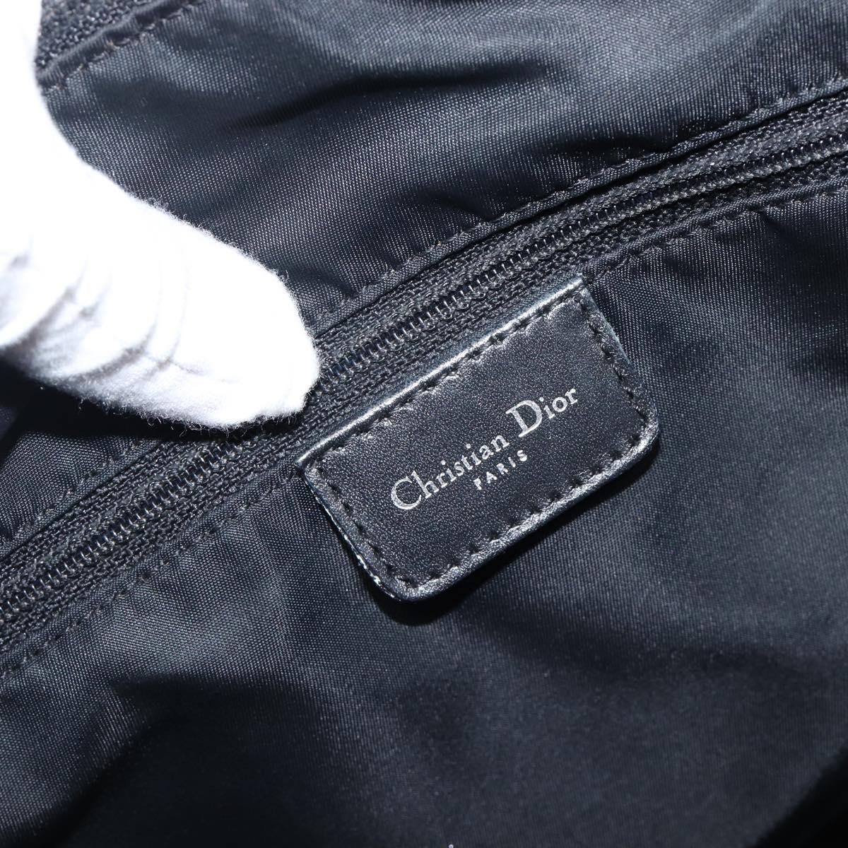 Christian Dior Trotter Canvas Shoulder Bag Black Silver Auth 199429