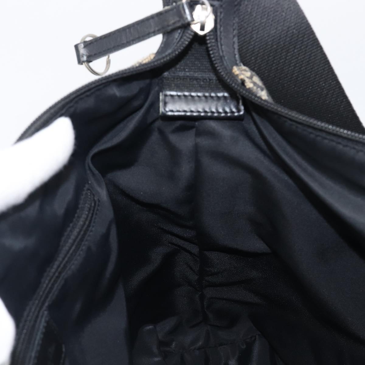 Christian Dior Trotter Canvas Shoulder Bag Black Silver Auth 199429