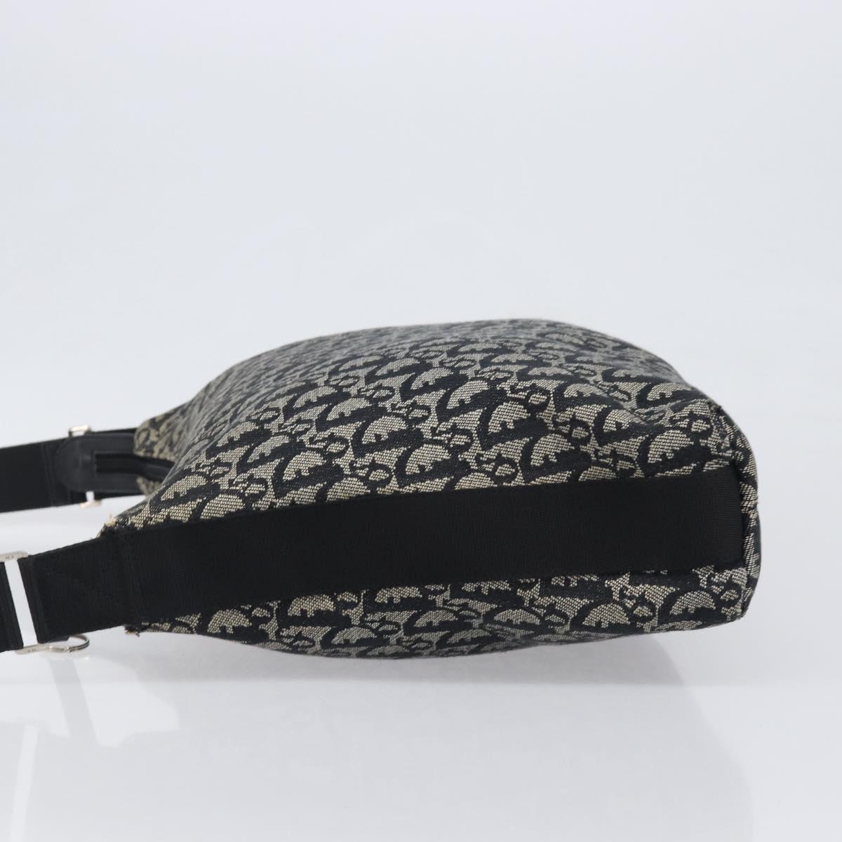 Christian Dior Trotter Canvas Shoulder Bag Black Silver Auth 199429