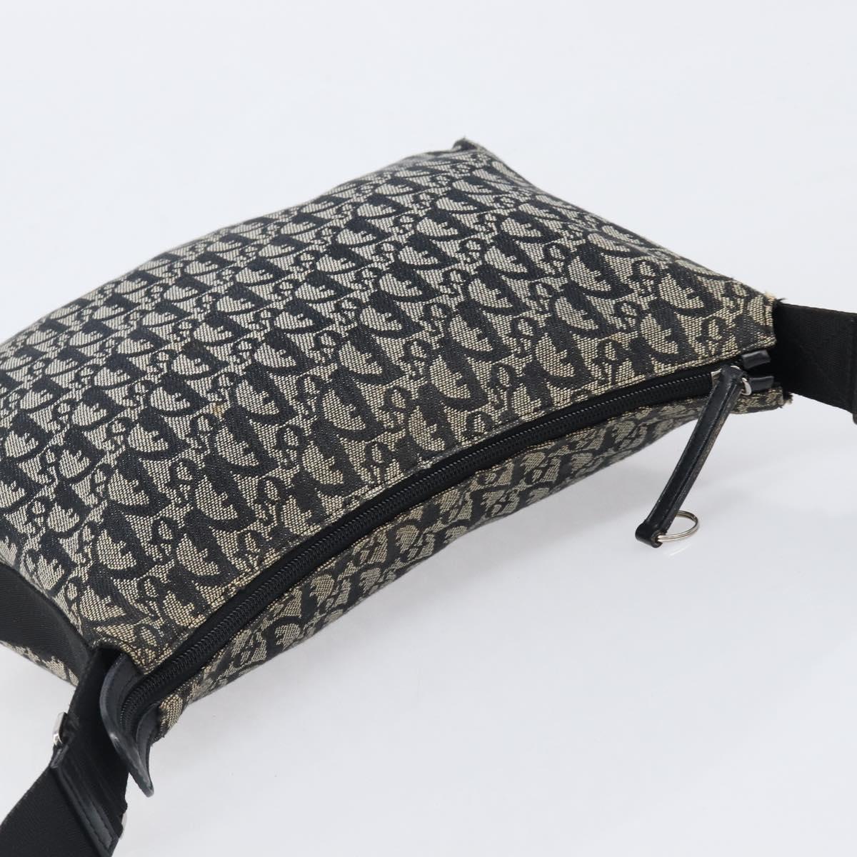 Christian Dior Trotter Canvas Shoulder Bag Black Silver Auth 199429