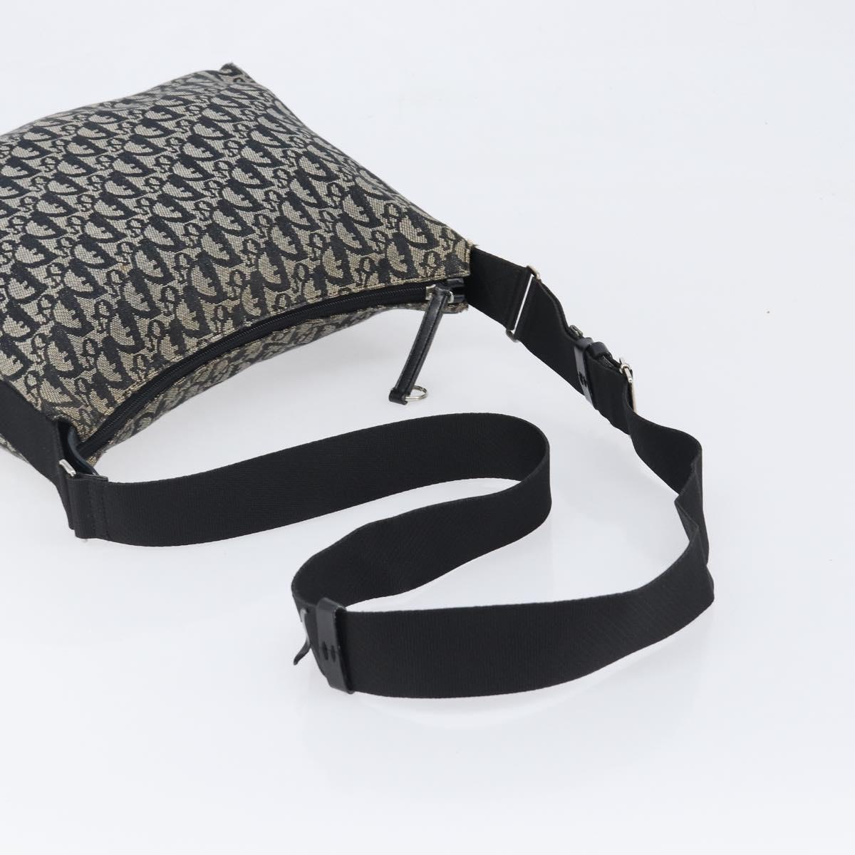 Christian Dior Trotter Canvas Shoulder Bag Black Silver Auth 199429