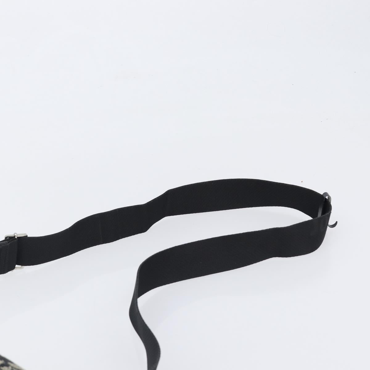 Christian Dior Trotter Canvas Shoulder Bag Black Silver Auth 199429