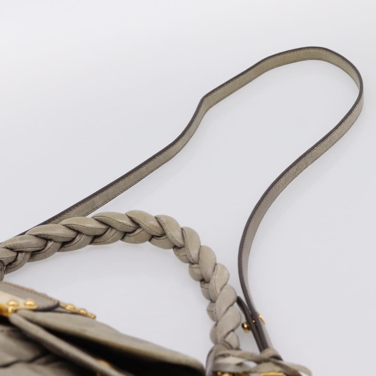 Miu Miu Matelasse Hand Bag Leather 2way Beige Gold Auth 199433V