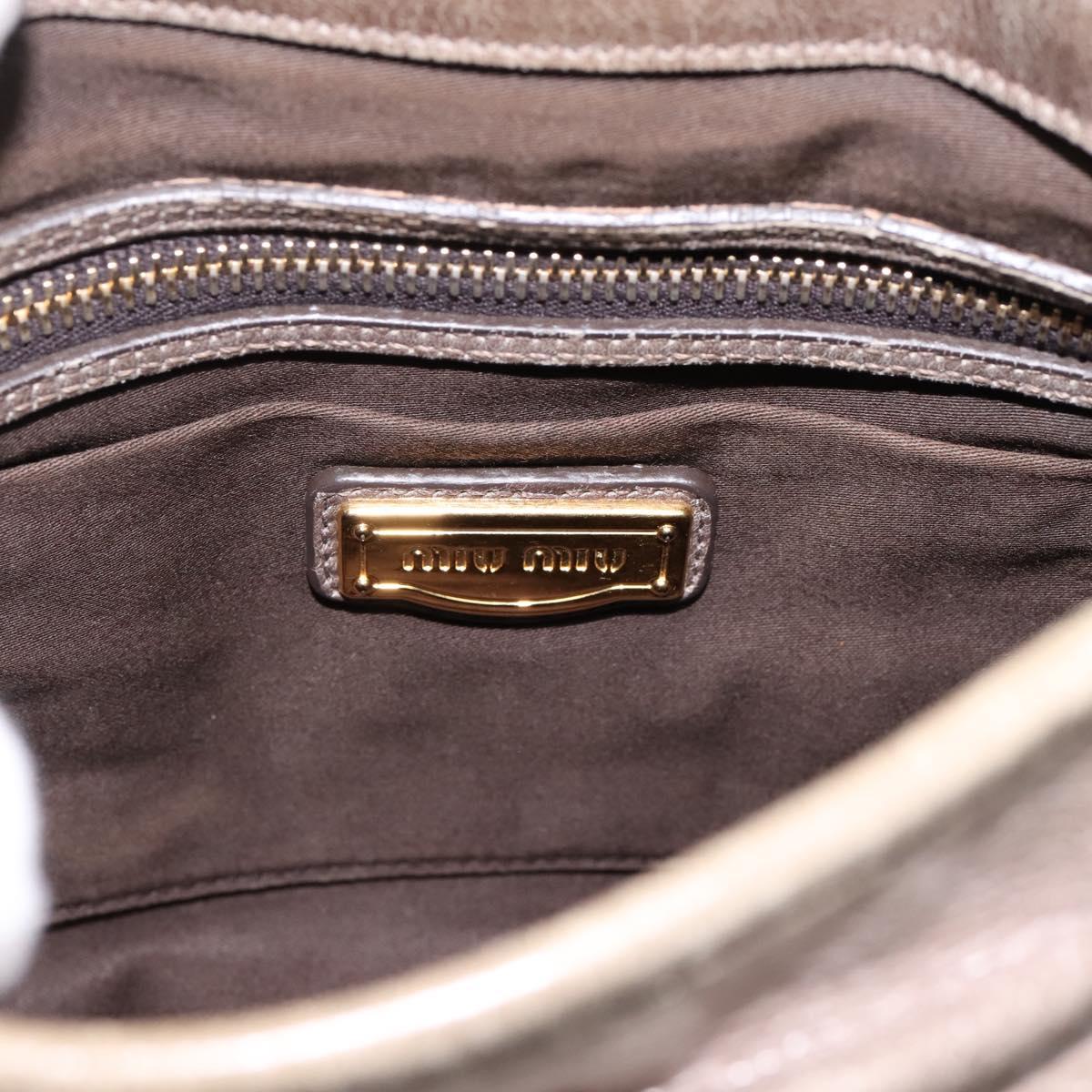 Miu Miu Matelasse Hand Bag Leather 2way Beige Gold Auth 199433V